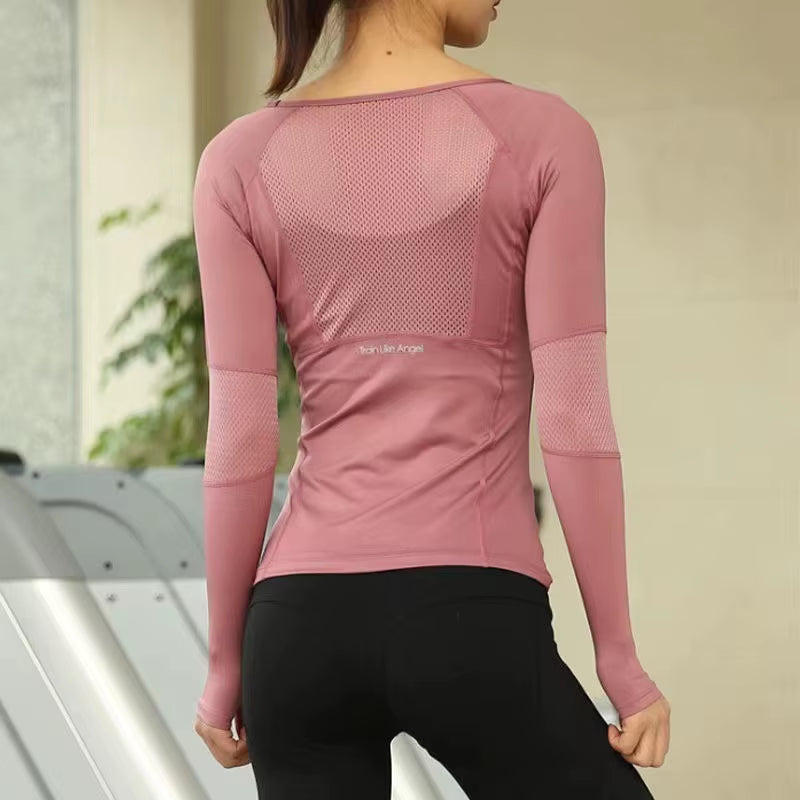 Women'S Sports Wear for Fitness Running Jogging Seamless Long Sleeve Gym Woman Sport Shirt Yoga Top Female Workout Tops T-Shirt